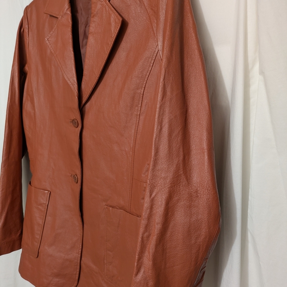 Y2K Metro Style Faux Leather Blazer Rust Brown Women’s 8 Vintage 90s/2000s - Picture 2 of 5